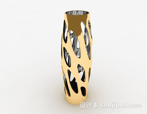 设计本最新金色镂空立体花瓶摆件3d模型下载