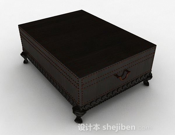 现代风格黑色木质茶几3d模型下载