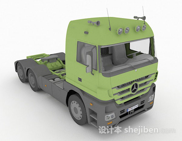 绿色货车头3d模型下载