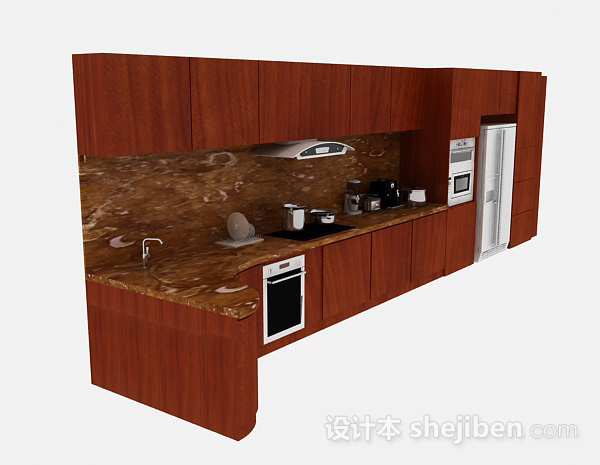 木质橱柜套装3d模型下载