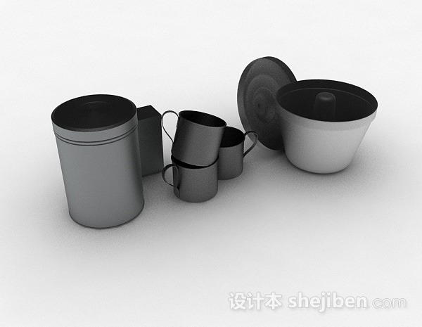 黑色金属厨房用具3d模型下载