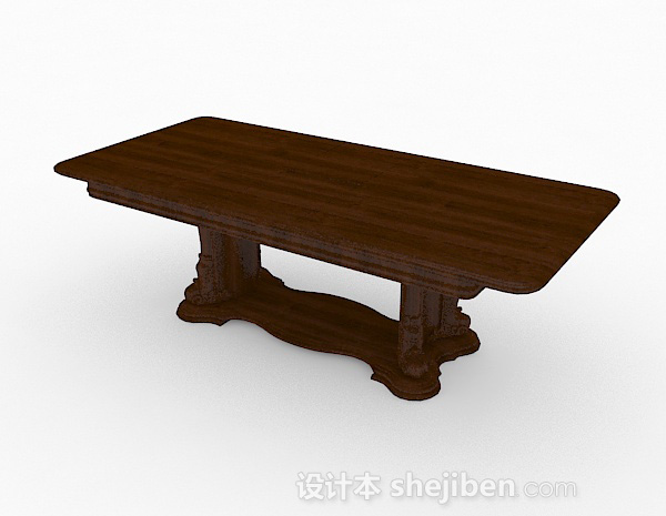 免费木质长方形餐桌3d模型下载
