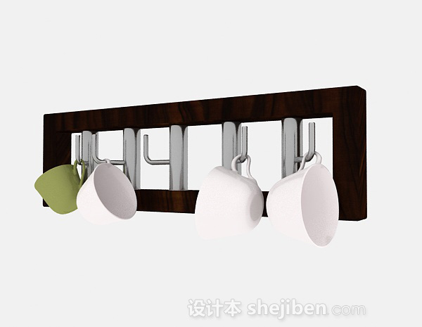 免费木质厨房晾碗架3d模型下载