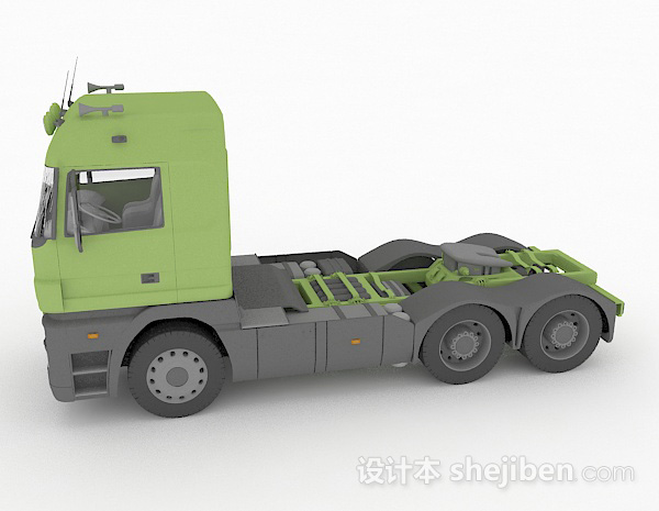 免费绿色货车头3d模型下载