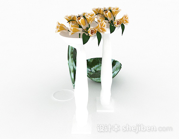 设计本精致组合家居绿色花瓶摆件3d模型下载