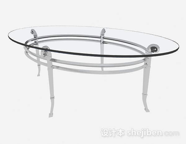 免费椭圆形玻璃餐桌3d模型下载