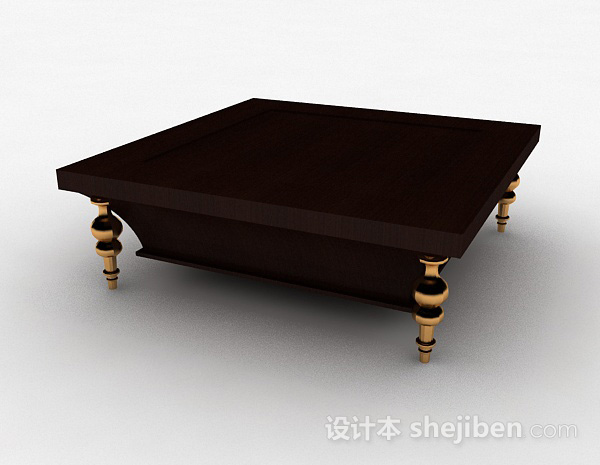 设计本方形木质茶几3d模型下载
