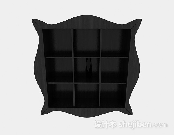 现代风格黑色木质家居展示柜3d模型下载
