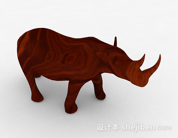 免费犀牛木质摆设品3d模型下载