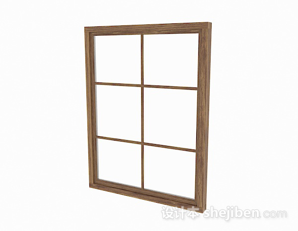 免费棕色木质格子窗3d模型下载