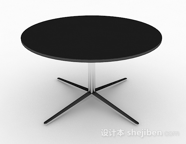 现代风格黑色圆形简约餐桌3d模型下载