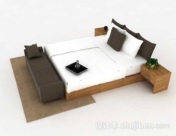 设计本简约家居双人床3d模型下载