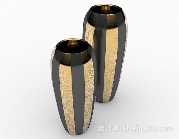 设计本欧式奢华金属立体套装花瓶3d模型下载