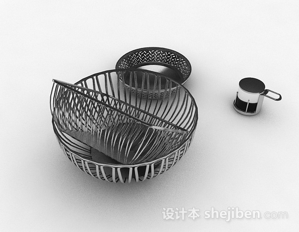 现代风格不锈钢镂空厨房用具3d模型下载