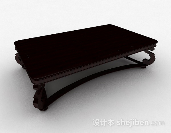 现代风格棕色木质长方形茶几3d模型下载