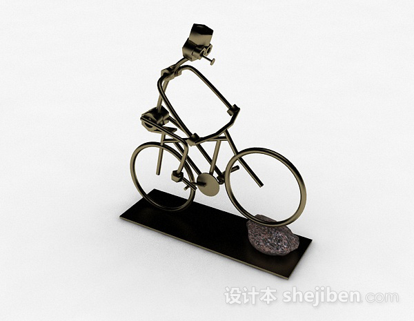免费金色金属自行车家居生活摆件3d模型下载