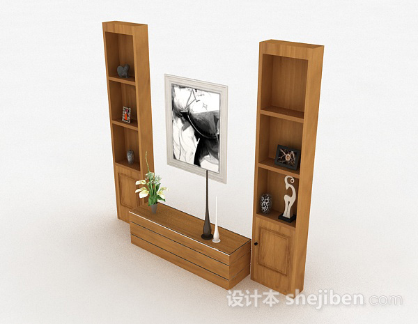 免费木质家居展示柜3d模型下载