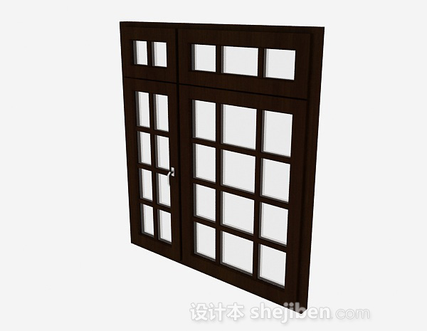 现代风格家居木质格子门3d模型下载