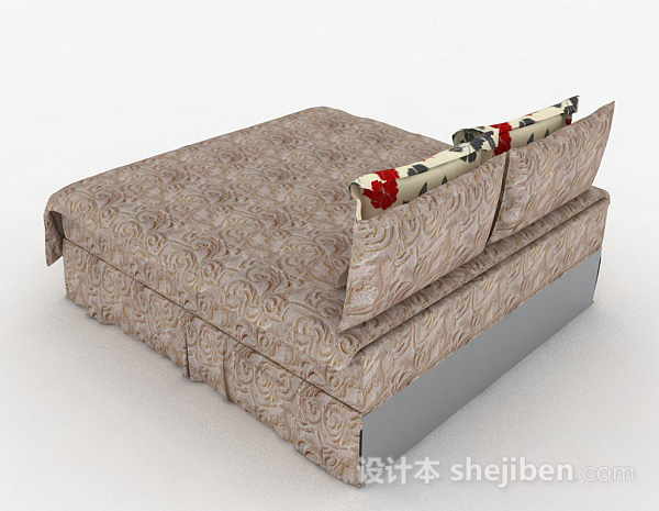 设计本家居花纹双人床3d模型下载