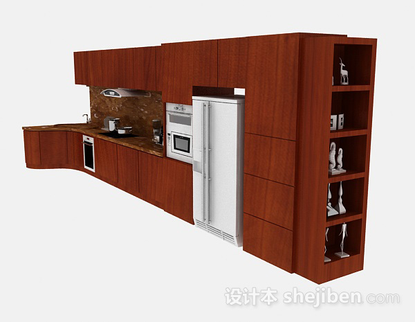 设计本木质橱柜套装3d模型下载