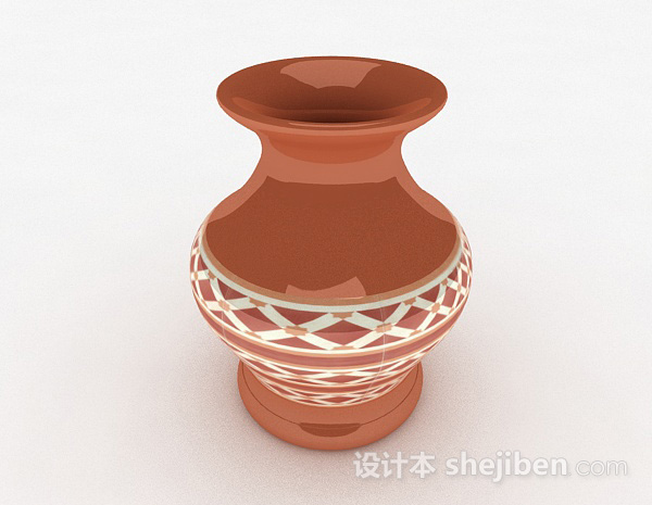 中式风格广口花瓶3d模型下载