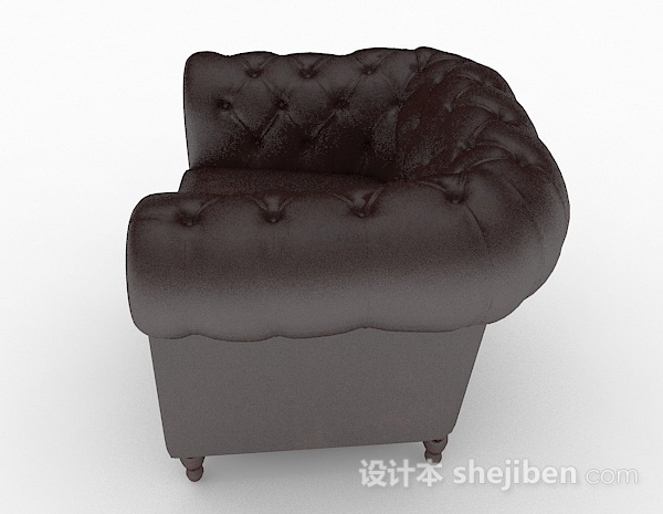 设计本美式棕色单人沙发3d模型下载