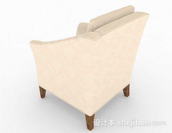 设计本浅棕色简约家居单人沙发3d模型下载
