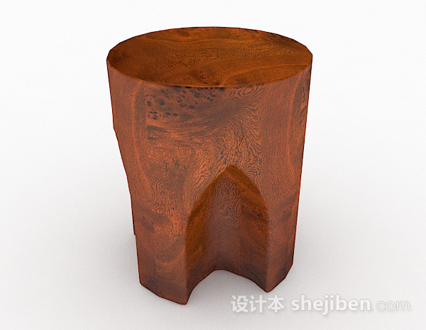 设计本木质棕色休闲凳子3d模型下载