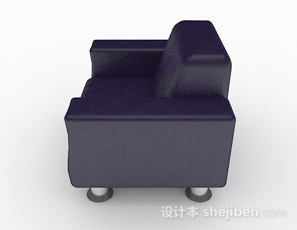 设计本深蓝色简约单人沙发3d模型下载