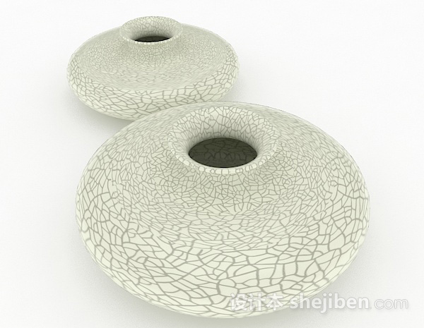 设计本中式风格白色斑纹大肚花瓶3d模型下载
