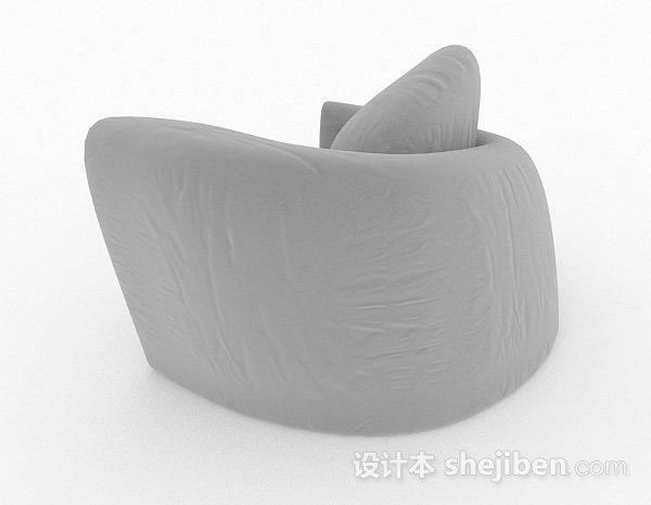 设计本创意灰色简约单人沙发3d模型下载