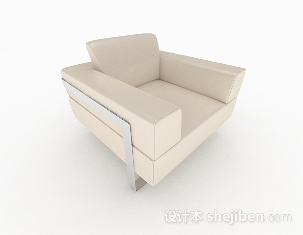 现代风格简约白色单人沙发3d模型下载
