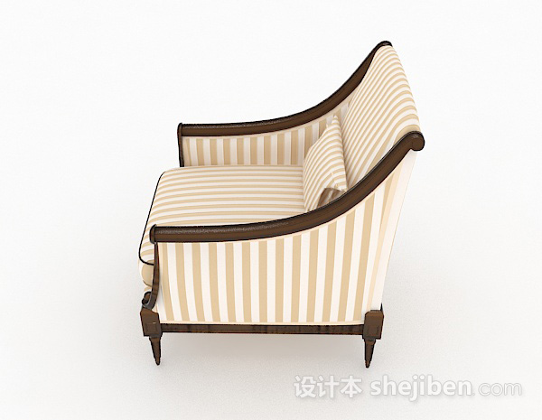 设计本黄色条纹单人沙发3d模型下载