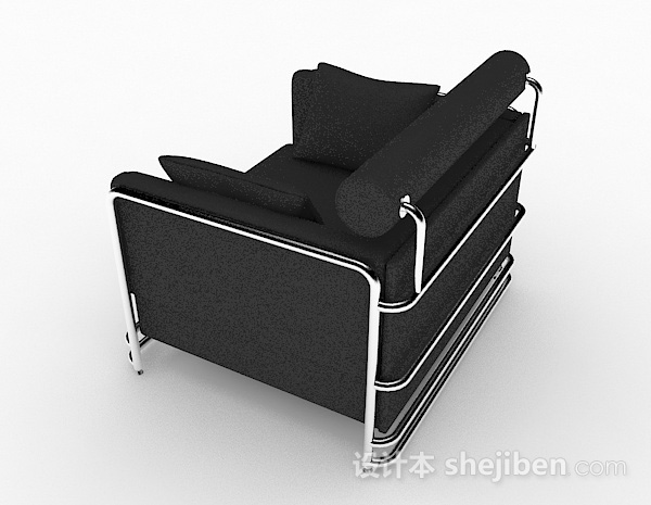 设计本黑色简约单人沙发3d模型下载