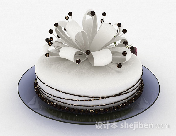 免费白色精美蛋糕甜品3d模型下载