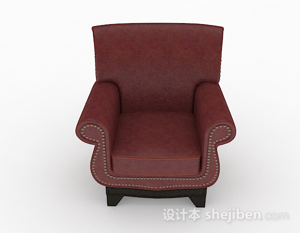 现代风格红色简约单人沙发3d模型下载