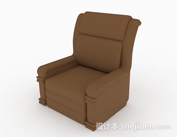现代风格棕色简约单人沙发3d模型下载