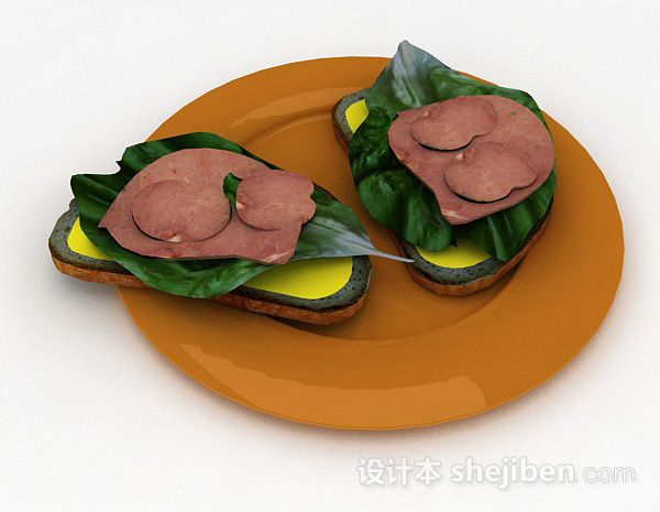 设计本早餐面包3d模型下载