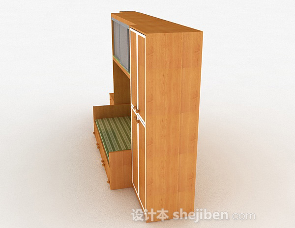 设计本家居木质床柜组合3d模型下载