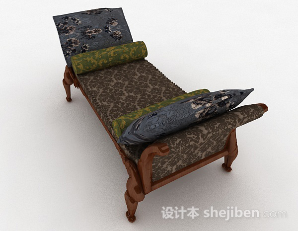 设计本中式风格奢华脚凳沙发3d模型下载