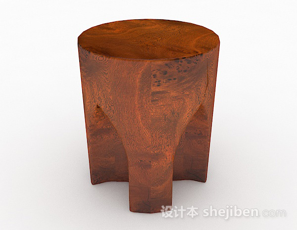 免费木质棕色休闲凳子3d模型下载