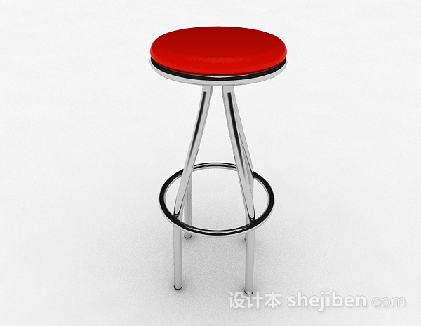 设计本红色圆形吧台凳3d模型下载