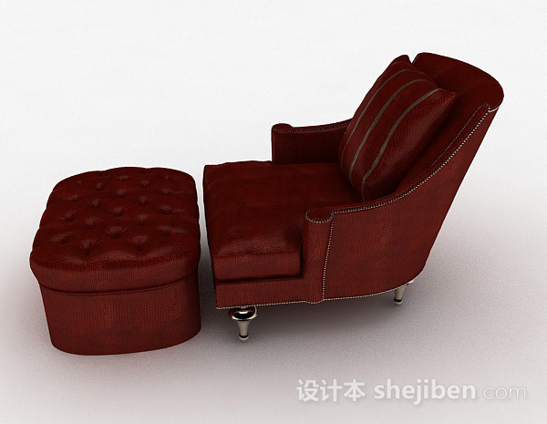 设计本红色家居单人沙发3d模型下载