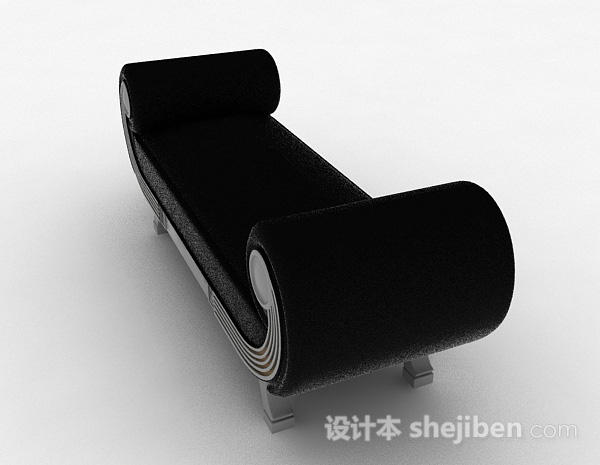 设计本现代风格黑色舒适柔软脚凳沙发3d模型下载