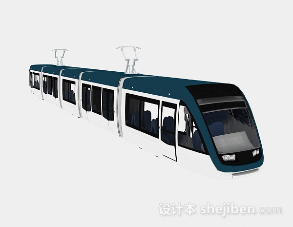 现代风格蓝皮火车3d模型下载