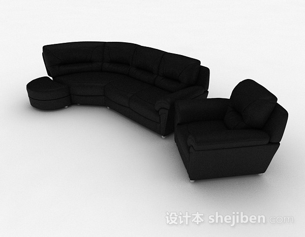 黑色商务组合沙发3d模型下载