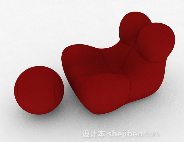 免费创意个性休闲红色单人沙发3d模型下载