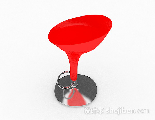 免费现代红色吧台凳3d模型下载