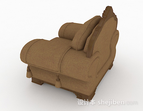 设计本欧式家居棕色单人沙发3d模型下载