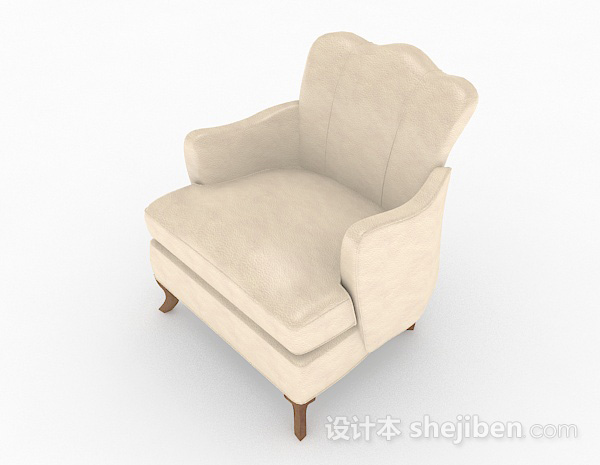 免费简欧白色单人沙发3d模型下载